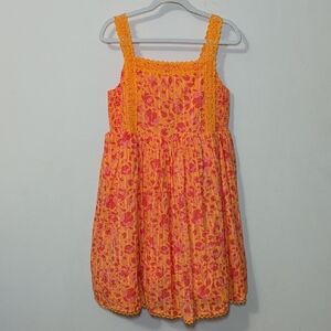 Joie Orange and Pink Floral Sundress Boho Spring Summer Easter NEW Girls Size 12